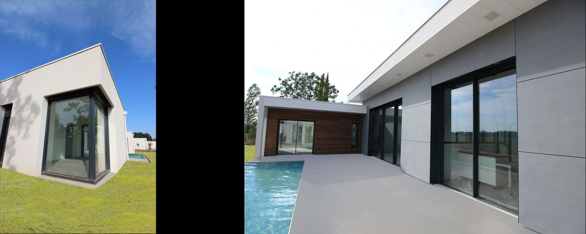 Maison contemporaine   toits terrasses avec un mix bton - bois - composite : Maison-contemporaine-toit-terrasse-bois-composite-beton-albi-13
