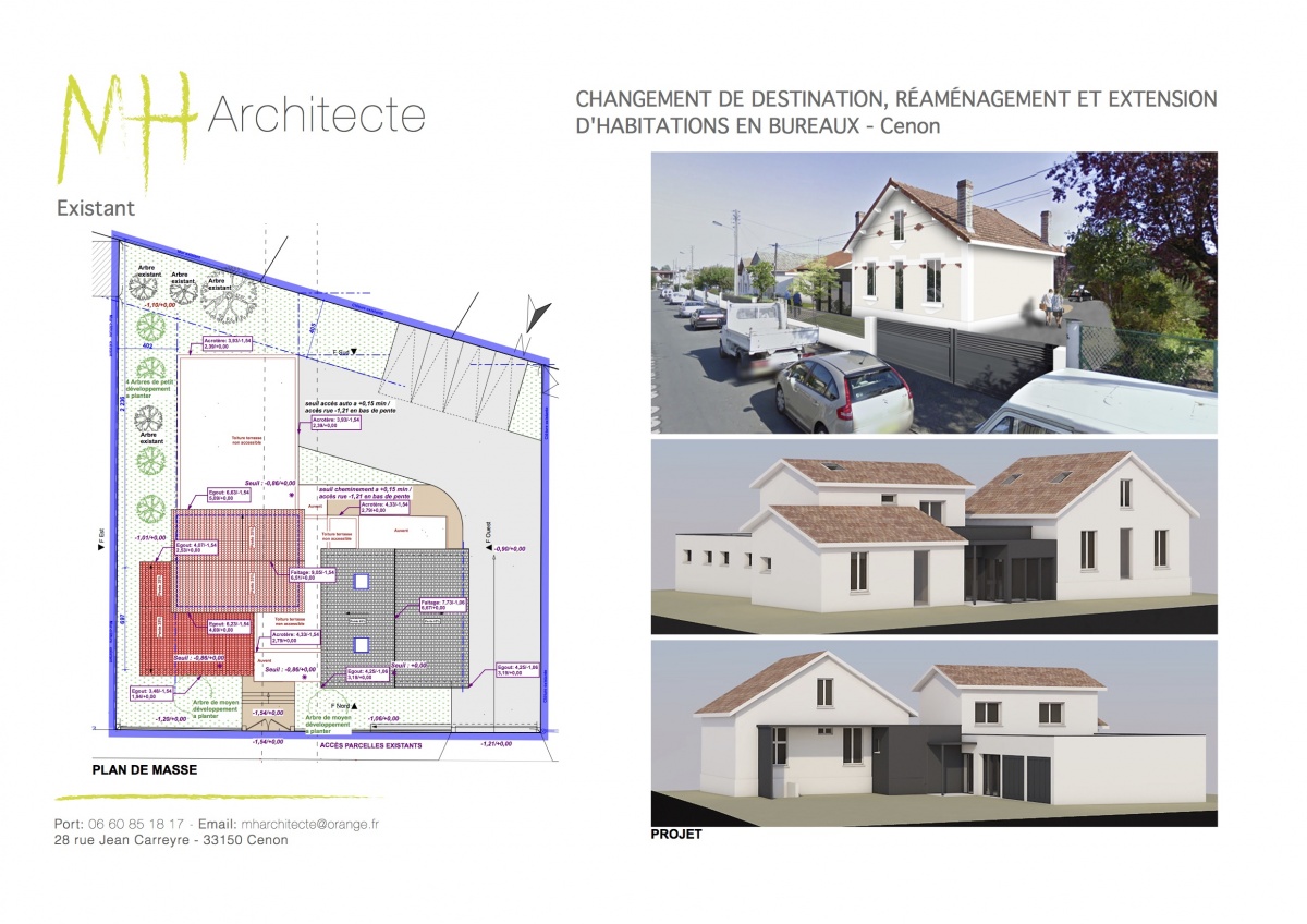 Changement de destination de maisons en bureaux - CENON