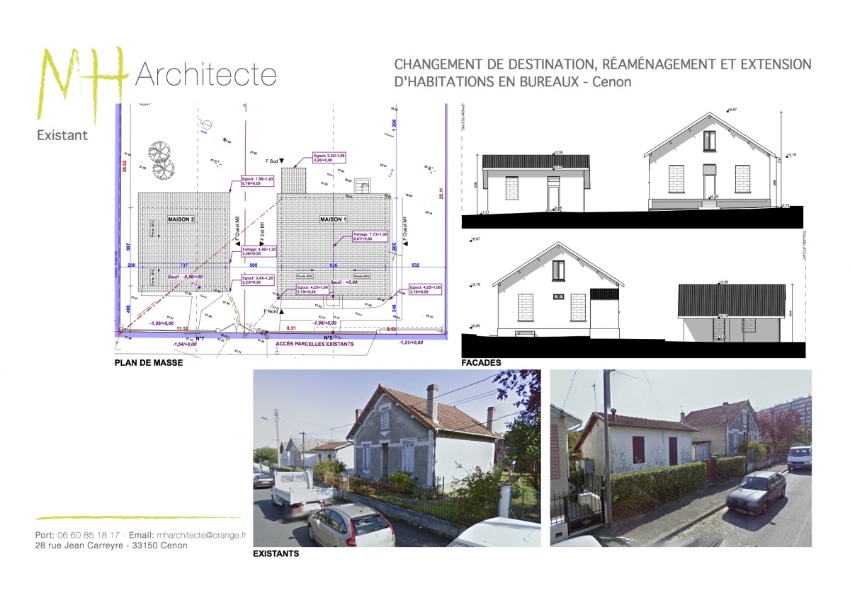 Changement de destination de maisons en bureaux - CENON : 06 PLANCHE 1 EDL - Dehez