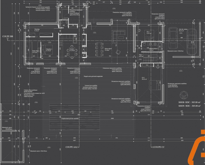 Hybride contemporain : plan RDC