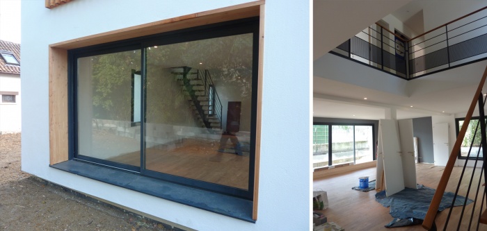 Maison contemporaine basse consommation : D�tails ouverture et salon