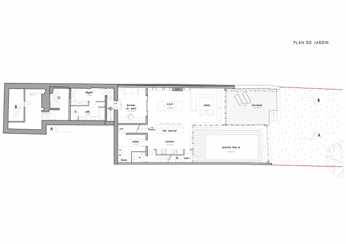 Loft avec Piscine Int�rieur : plan rdc
