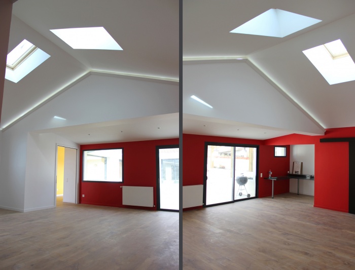 R�habilitation d'une �choppe double avec patio : salon