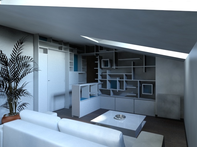 am�nagement d'un petit appartement sous combles : salon entr�e