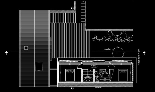 Extension et rhabilitation d'une maison de ville  Bordeaux : Plan +1