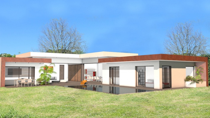 Construction d'une maison contemporaine  toit terrasse et parement Acier Corten : villa-de-luxe-toit-terrasse-acier-corten-toulouse-3