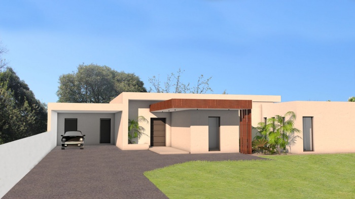 Construction d'une maison contemporaine  toit terrasse et parement Acier Corten : villa-de-luxe-toit-terrasse-acier-corten-toulouse-11