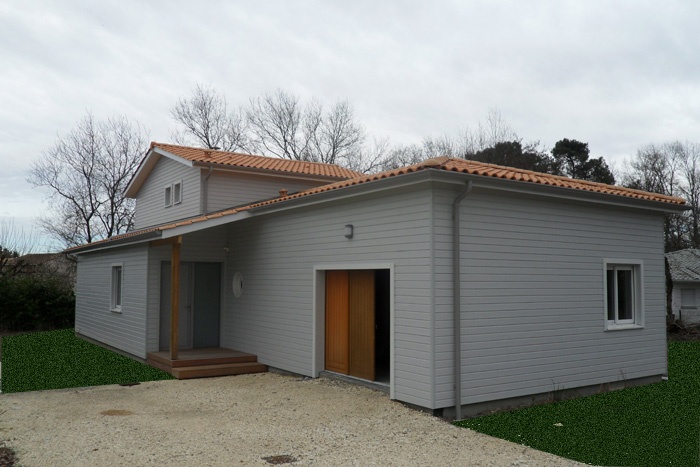MAISON OSSATURE BOIS : fa�ade entr�e Nord