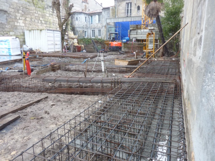 Construction d'un immeuble neuf  Bordeaux : Fondation sur mitoyen