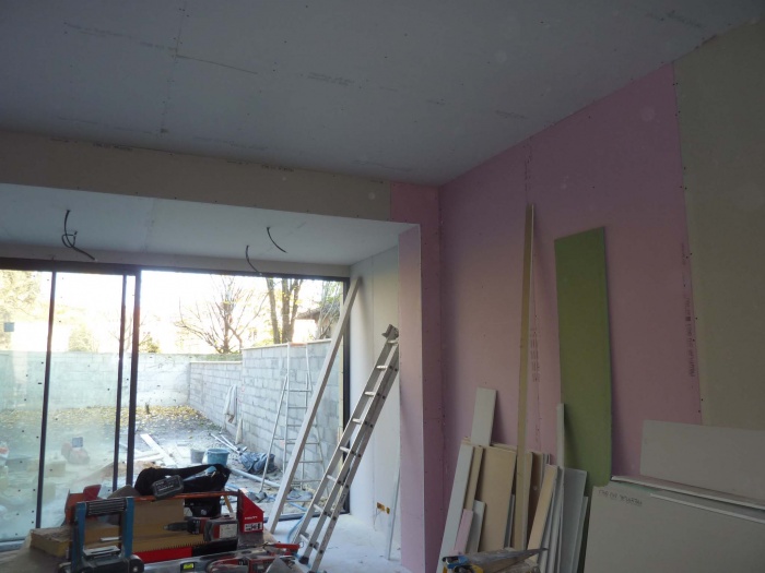 R�novation compl�te d'une maison de ville : Pl�trerie RDC