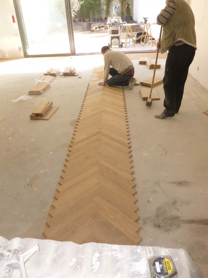 R�novation compl�te d'une maison de ville : Parquet au RDC