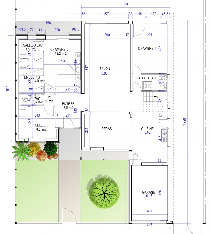 EXTENSION MAISON LE HAILLAN : plan d'ensemble