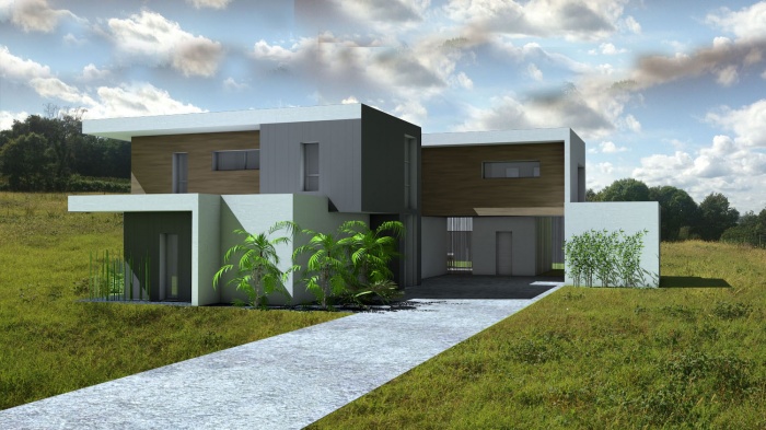 Villa d'exception  cubes emboits : maison-contemporaine-cubes-bardage-parement-casquettes-3